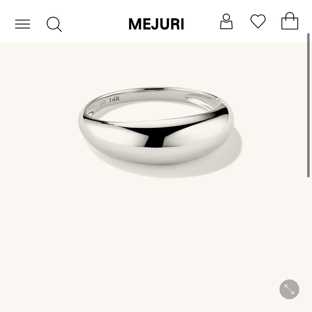 Mejuri 14K White Gold Dome Ring Size 3